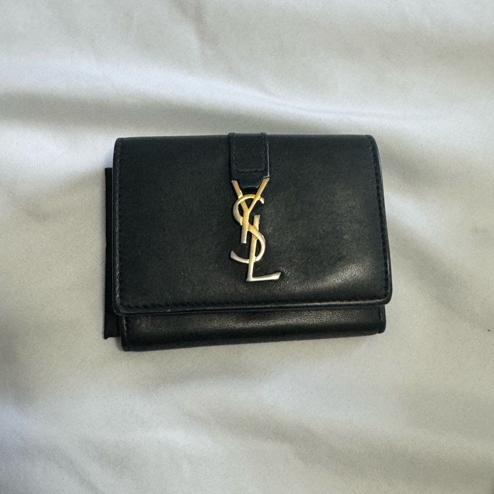 Yves Saint Laurent Black Wallet with Gold Logo